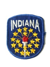 VTG Embroidered Patch - Flag of Indiana Shield Blue Yellow Stars Red White Torch - $9.99