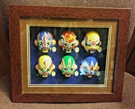 6 Miniature Clay Opera Mask Shadow Box - $33.65