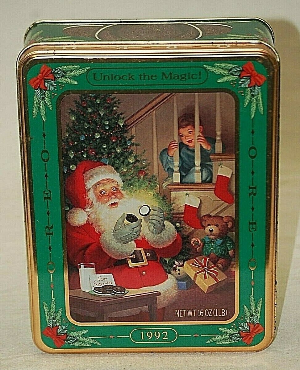 Primary image for Nabisco Oreo Cookie Tin Box Canister Xmas Advertising 1992 Best Christmas Ever