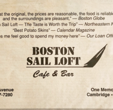 1989 Boston Sail Loft Cafe &amp; Bar Advertisement Atlantic Avenue Vintage D... - $19.99