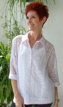 New White Animal Print Sheer Blouse~Shirt~Top~Sz XS - S~Versatile~Nordst... - £18.57 GBP