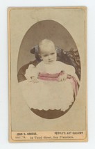 Antique Hand Tinted CDV Circa 1870s Adorable Little Girl Godeus San Francisco - £9.52 GBP