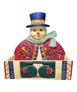 Snowman Christmas Card Holder Resin Bin Rustic Hearts Mittens Floral Vin... - $25.65 CAD