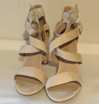 Allegra K Beige Woman&#39;s Open Toe Chunky Heel Strappy Sandal sz 6.5 New - £18.98 GBP