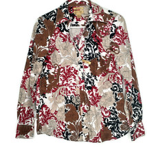Gold Label Womens Size 6 Blouse Button Front Long Sleeve Multicolored Floral - £10.33 GBP