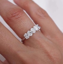 CZ AAA+Oval Moissanite Engagement Ring 2.1 Ct Colorless Rose Gold Ring In Silver - £77.87 GBP
