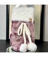 UGG Dawson Wine Bottle Holder Sleeve Faux Fur &amp; Pom Pom&#39;s Cabernet &amp; Sno... - $18.88 CAD