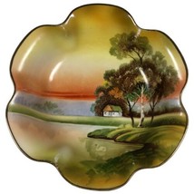 Antique Noritake Nippon Hand Painted Serving Bowl House By Lake Trees La... - £37.29 GBP
