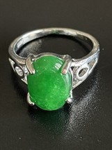 Green Jade S925 Sterling Silver Men Woman Ring Size 10 Jade Jewelry  - $14.85