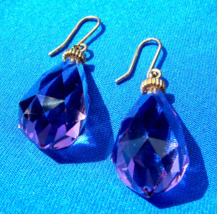 Earth mined Amethyst Deco Earrings 14k Gold Vintage Style Briolette Dangles - $1,286.01