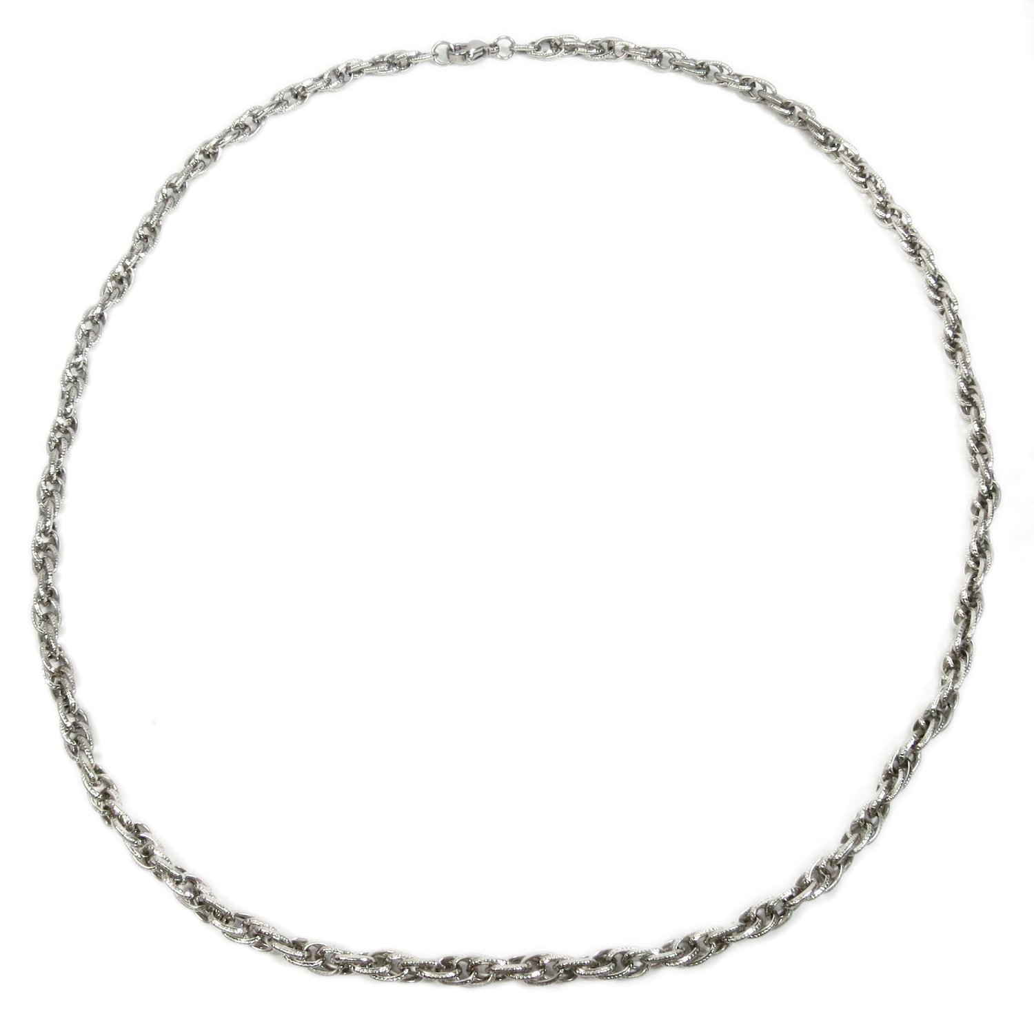 Stainless Steel Strip Wire Loose Rope Chain Necklace 5mm 30" - £10.91 GBP