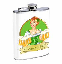 Flask Patty&#39;s Beer Girl 01R 8oz Stainless Steel Hip Drinking Whiskey - £11.78 GBP