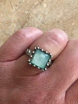 Light Blue Cocktail Silvertone Fashion Ring Size 10 1/2 - £19.95 GBP