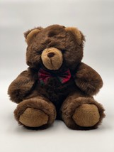 Pier 1 Imports 16&quot; Teddy Bear Plush Holiday Christmas Plaid Bow Stuffed Animal - $16.04