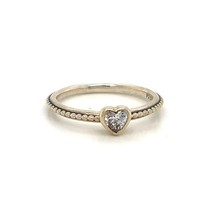 Vintage Sterling Signed ALE Pandora Heart CZ Clear Stone Solitaire Band ... - £38.32 GBP