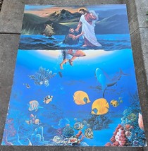 Jesus Give Me Your Hand Water Ocean Christian Religous Vintage Poster 16x20 - $703.06 MXN