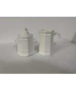 Pfaltzgraff Heritage White Sugar Bowl w Lid and Creamer - £17.40 GBP