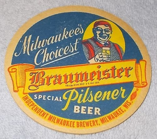 Braumeister Special Pilsener Beer Mat Coaster A One Sided Milwaukee Wi C... - $7.95