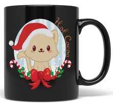 PixiDoodle Cat Christmas Coffee Mug - Kitten Christmas Kids Hot Cocoa (11 oz, Bl - £20.38 GBP+