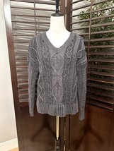Time &amp; Tru Women&#39;s Gray Knit Long Sleeve Sweater S 4/6 - $13.09
