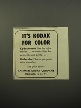 1950 Eastman Kodak Company Ad - Its Kodak for Color - $18.49