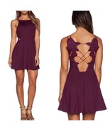 Free People $128 &quot;Cha Cha Ponte Like A Dream&quot; Open Back Dress In Plum Wi... - $66.92 CAD