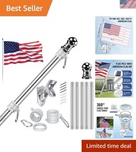 Elegant American Flag Combo: 100% Polyester Flag with Spinning Pole and ... - $45.00