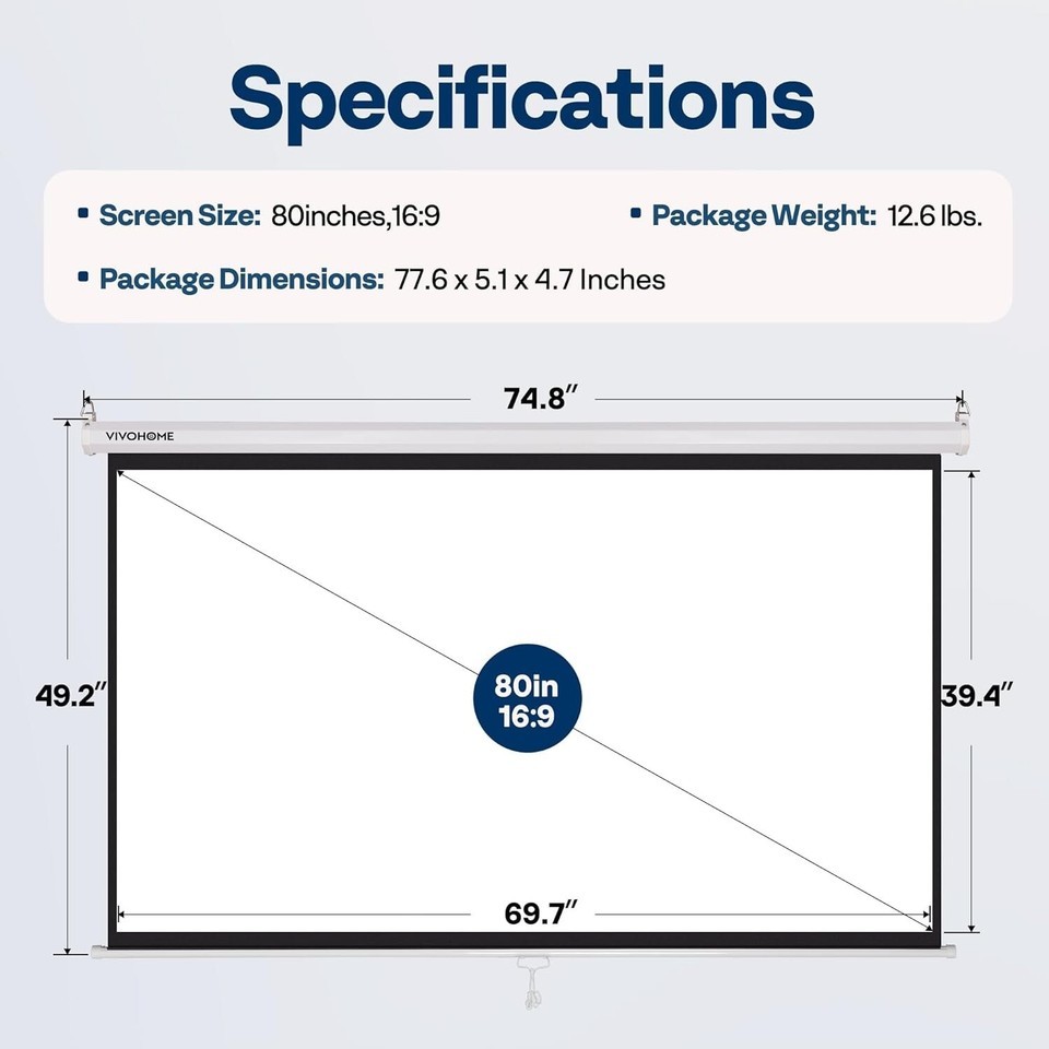 Portable 80 Inch White Projector Screen - 4K Ready for Movies & Presentations Item image 8