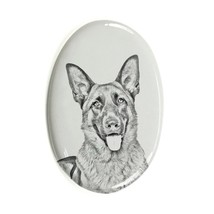 German Shepherd  - Gravestone oval ceramic tile with an image of a dog. - £7.96 GBP