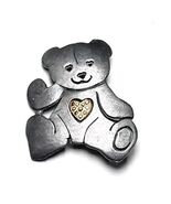 ULTRA CRAFT Teddy Bear Brooch Pin Heart Pewter Silver - $8.90