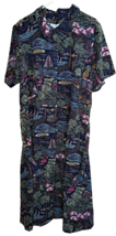 Womens Denim &amp; Co. Printed Midi Shirt Dress Navy Boats Beach Flamingos 2X NWOT - £36.74 GBP