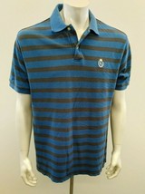 Chaps Ralph Lauren Vintage Pique Polo Shirt Size Large Cotton Blue Striped Short - £7.78 GBP