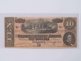 Uncirculated 1864 Confederate States American Currency Richmond 10 dollars - £151.85 GBP