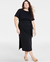 And Now This Trendy Plus Size Side-Tie Midi Dress Color Black Size 1X - $14.90