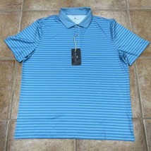 NWT Grayson &amp; Dunn Blue Stripe Golf Polo Shirt Performance SS UPF 50+ Me... - £23.28 GBP