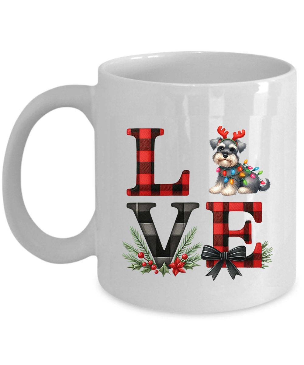 Funny Miniature Schnauzer Dog Coffee Mug Love Dog Antlers Cup Christmas ... - £11.89 GBP+