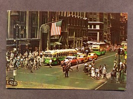 Vintage New York City Postcard Air View Fifth Avenue 1950s/60s Cars Buses NY - $3.99