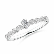 ANGARA Vintage Inspired Natural Diamond Oval Marquise and Dot Ring - £829.34 GBP