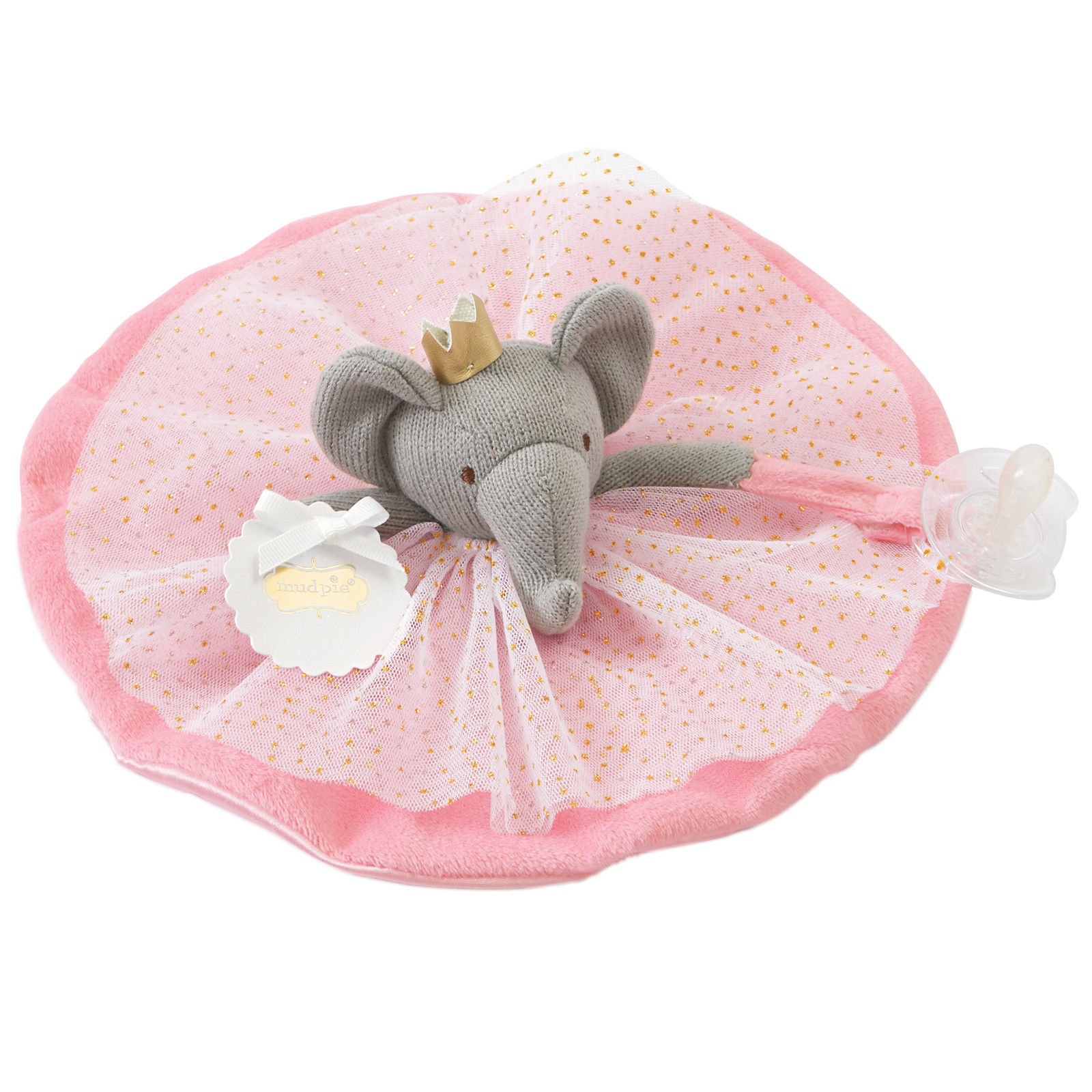 Mud Pie Baby Girl Princess Skirted Pacy Cuddler Pacifier Lovie Satin Elephant - $31.67