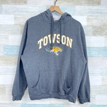 Towson University Vintage 90s Hoodie Sweatshirt Gray Tigers Mens Medium - £51.27 GBP