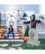 Haunt Your Yard: 8ft Grim Reaper &amp; Grave Inflatable with Glowing LED Lights - $78.07 CAD