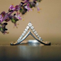Stapelbarer Verlobungs- und Hochzeitsring mit 0,65 Karat Diamant in V-Form,... - £56.69 GBP