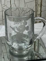Vintage Mickey Mouse Walt Disney World Clear Glass Mug / Cup Etched &quot; Traci “ - £3.14 GBP
