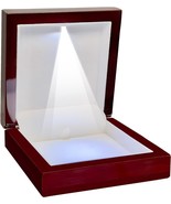 Wooden Jewelry Box with LED Light 4 x 4 x 1.5 Inches Wood Case Necklace ... - $58.22