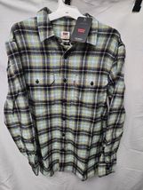 Levi's Mens Worker Relaxed Plaid Heavy Long Sleeve Button-Down Shirt Olive Small image 3