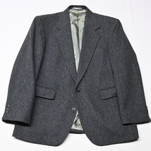 Vtg Haggar 42S USA Made Gray Herringbone Wool Tweed Blazer Sport Coat Ja... - $74.99