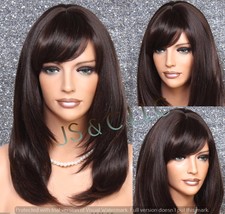 Human hair Blend Wig Face Framing Razor Cut Brown Auburn Mix Heat Safe F... - €78,11 EUR
