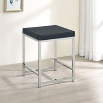 Dark Grey Upholstered Square Vanity Stool - $1,832.26 MXN