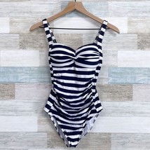 Bond-Eye Australia Striped One Piece Swimsuit White Blue Padded Womens US 4 - $39.59