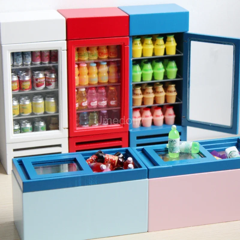 Miniature Dollhouse Ice Cream Freezer Mini Refrigerator Pretend Play Supermarket - £6.51 GBP+